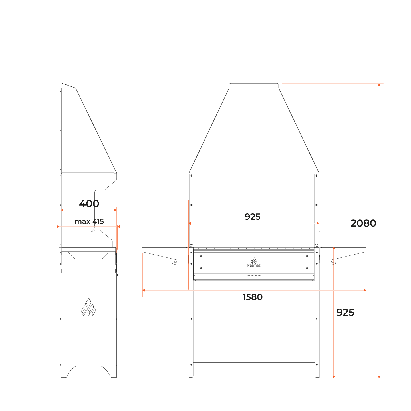 Фото Мангал Gratar POZ 3000 схема с габаритами