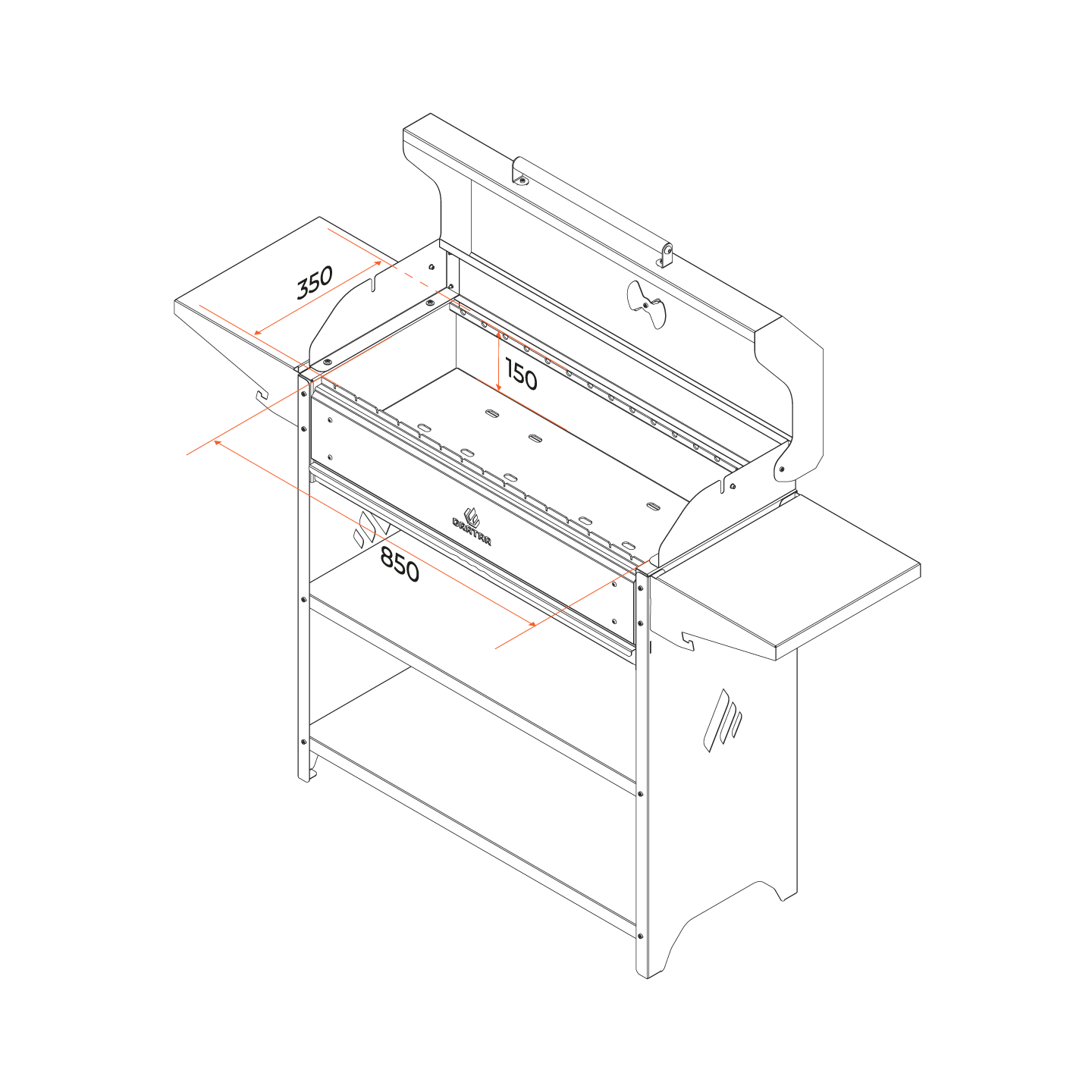 Фото Мангал Gratar POB 3000 схема с размерами топки