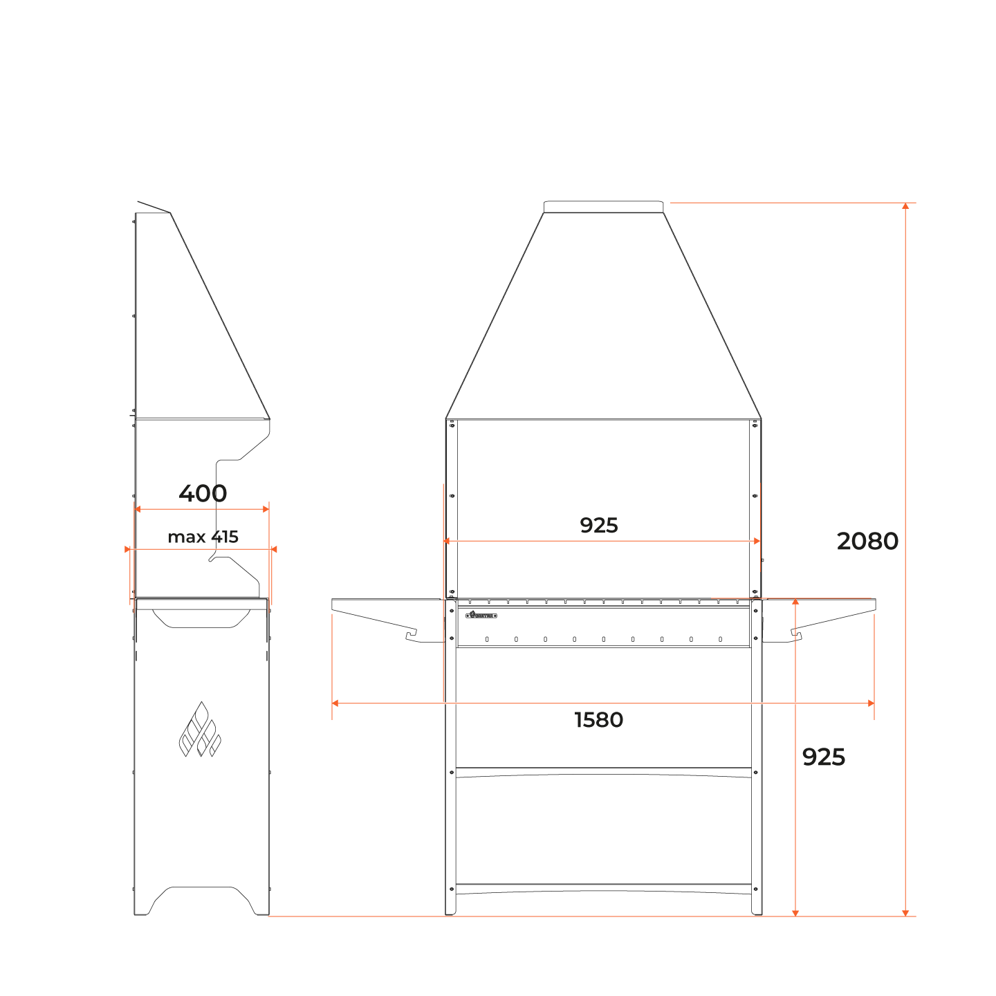 Фото Мангал Gratar PSZ 3000 схема с габаритами