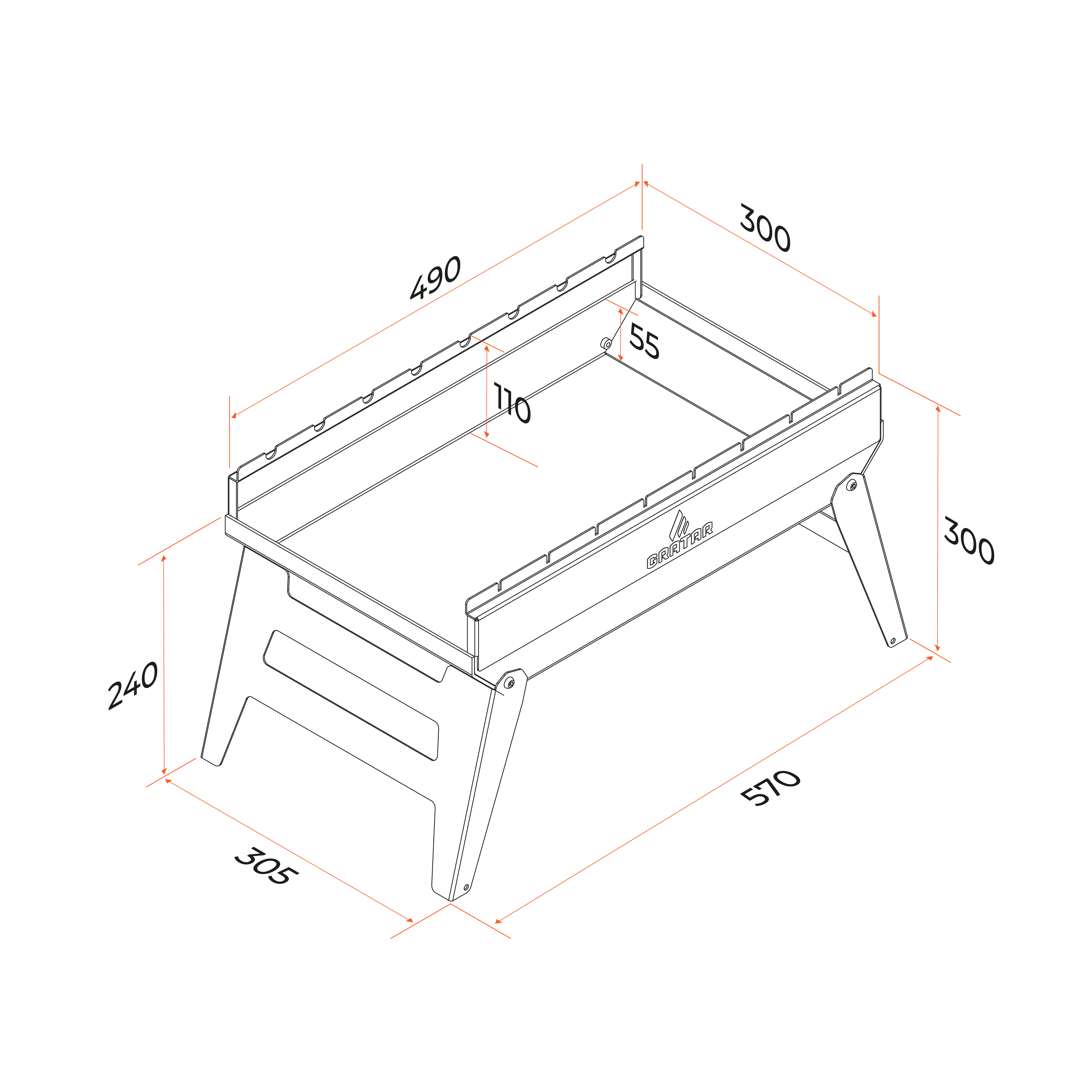 Фото Мангал Gratar MOB-01 схема с габаритами