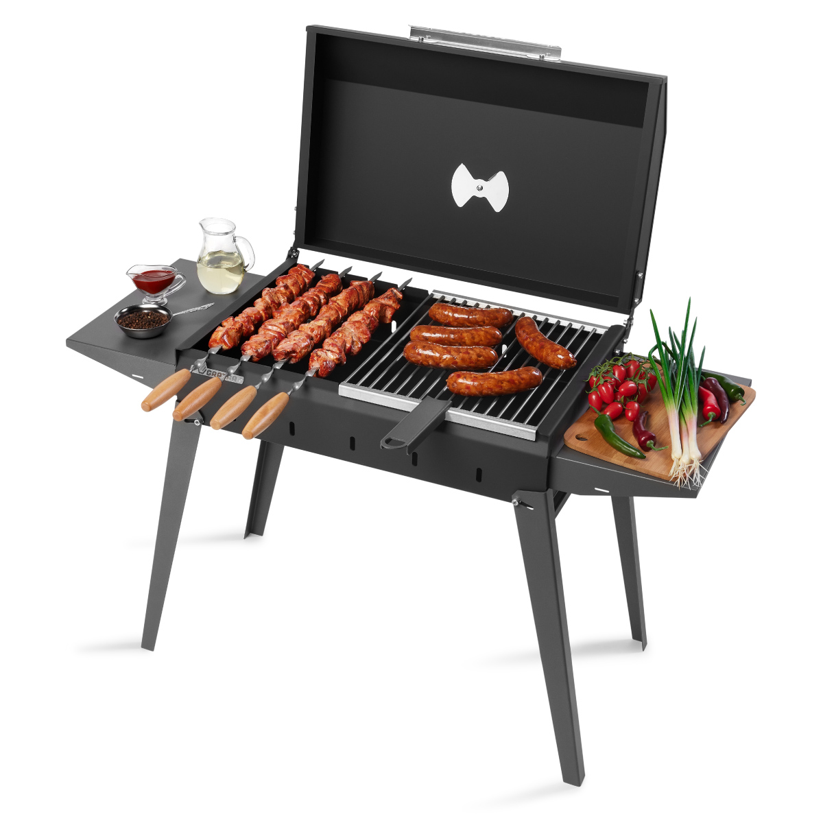 Фото Мангал Gratar МКЛ 600К с аксессуарами вид сбоку